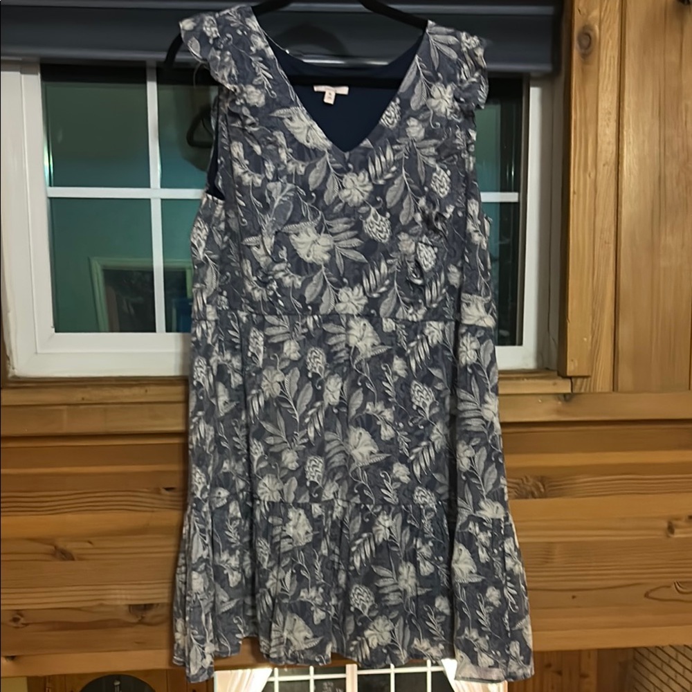 Como Vintage Tropical Floral Blue Dress